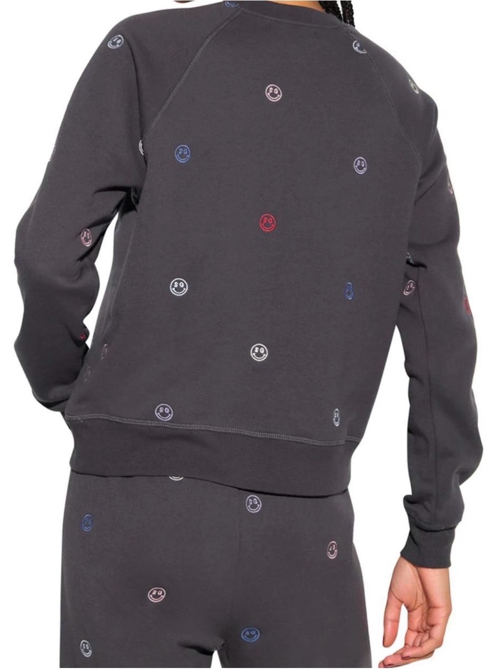 Black Smile Embroidered Sweatshirt & Jogger Set - Picture 4 of 4